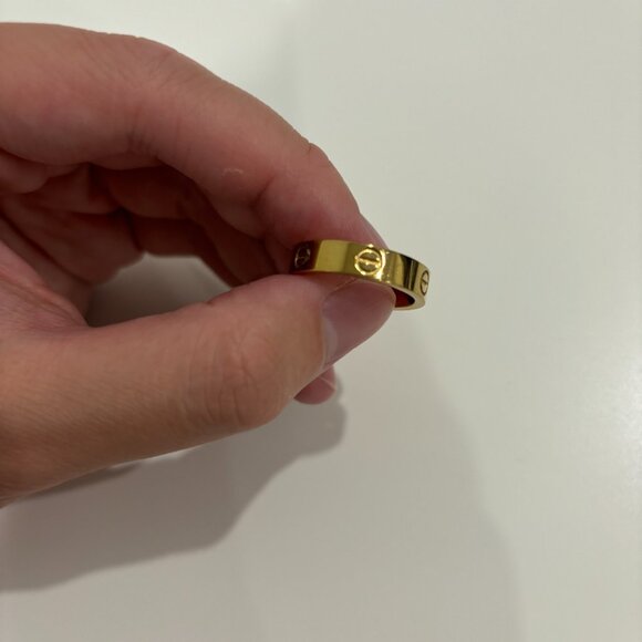 Screw design ring in yellow tone metal - size 9 - Picture 2 of 2